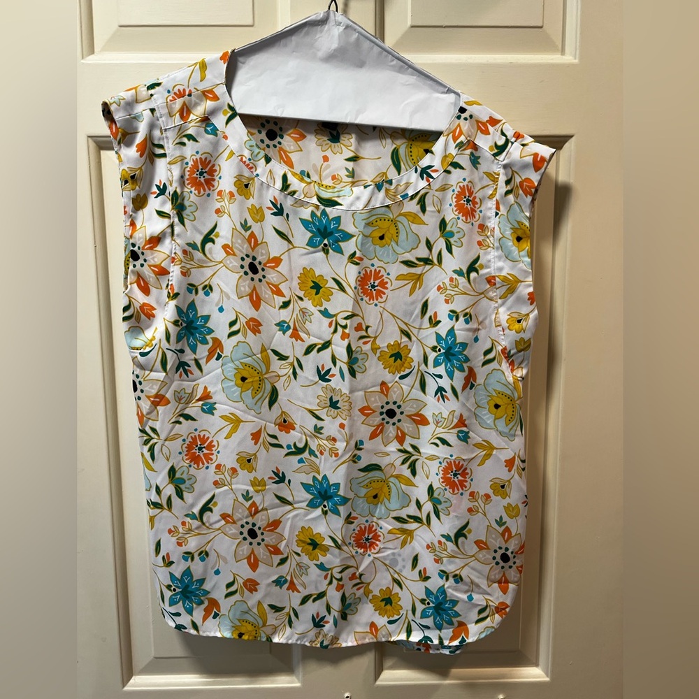 Ann Taylor Blue and Gold Fitted Blouse